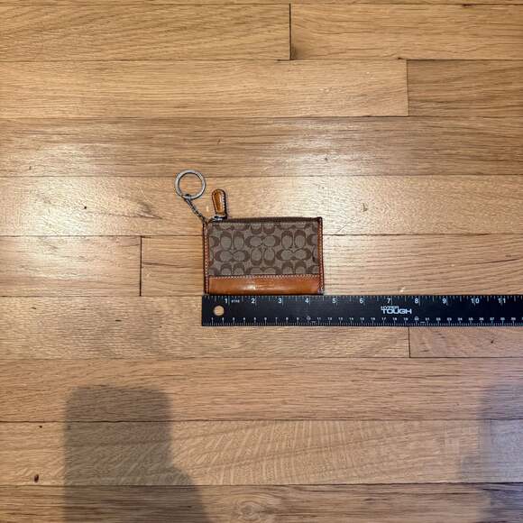 Coach Signature Canvas Keychain Coin Pouch – Brown/Tan - Picture 1 of 3